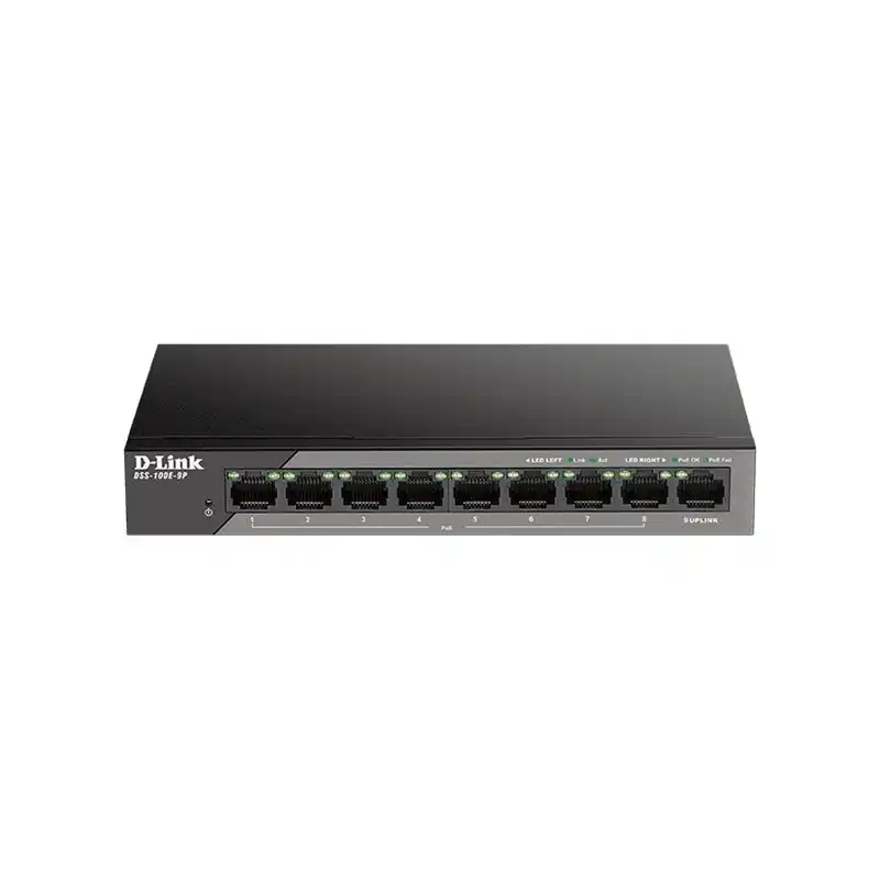 D-Link DSS 100E-9P - Commutateur - non géré - 8 x 10 - 100 (PoE) + 1 x 1000Base-T - de bureau - PoE (92... (DSS-100E-9P)_1